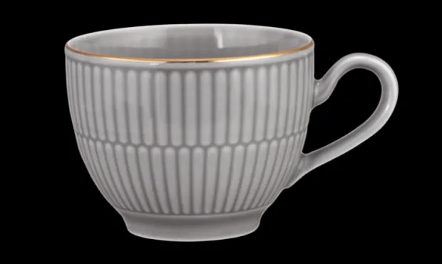 Amina Kaffeeobertasse 0,25 l silbergrau/Goldrand