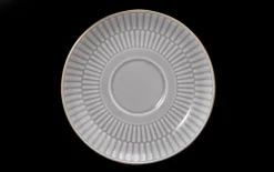 Amina Kombi-Untertasse klein 12 cm silbergrau/Goldrand
