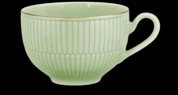 Amina Milchkaffeeobertasse 0,35 l seladon/Goldrand