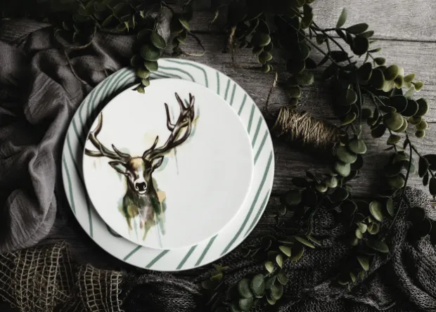 Life Speiseteller rund 28 cm Nature Hirsch