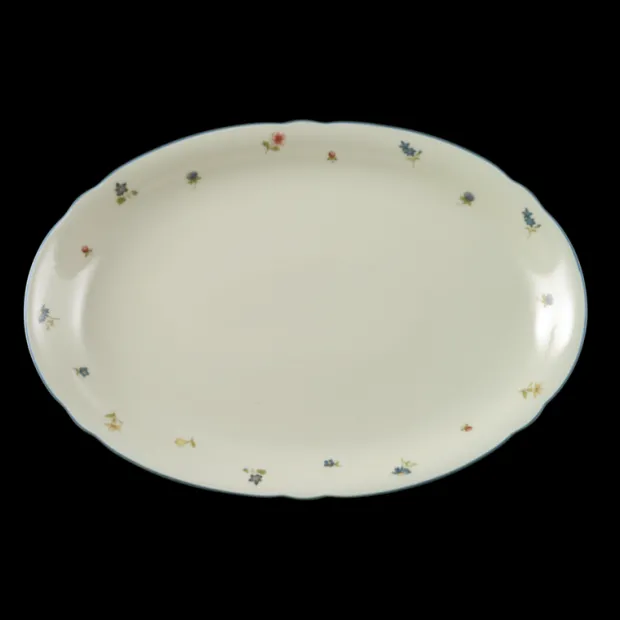 Marie-Luise Platte oval 35 cm Streublume blauer Rand